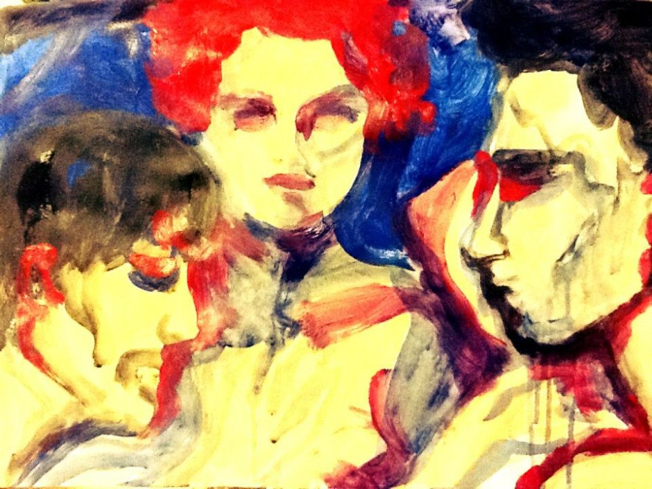 Threesome suggestion. acrylics on paper by Veronika Kochubey